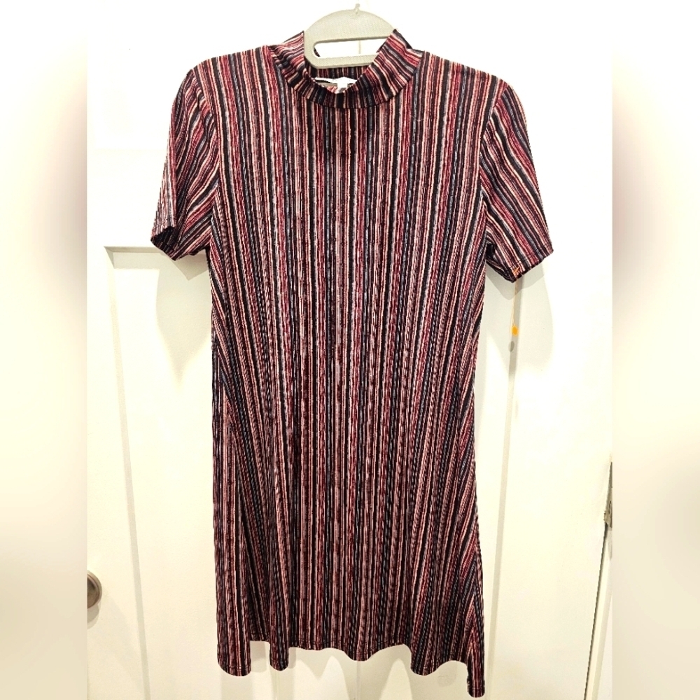 BCBG Generation Striped Mock Neck Knit Dress Size XS Multicolor Vertical Stretch